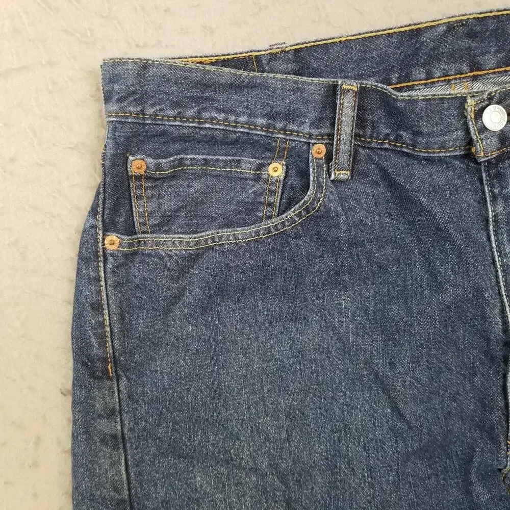 Levis 505 Denim Shorts Mens 38‎ Blue Regular Fit Bermuda 11 Inseam Casual